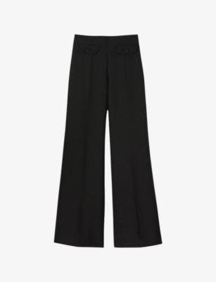 Pocketed Wide-Leg Wool-Blend Trousers by SANDRO PARIS
