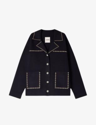 Relaxed-Fit Studded Knitted Cardigan by SANDRO PARIS