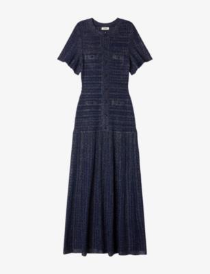 Rhinestone-Embellished Knitted Maxi Dress by SANDRO PARIS