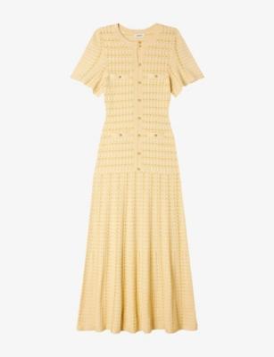 Rhinestone-Embellished Knitted Maxi Dress by SANDRO PARIS