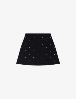 Rhinestone-Embellished Knitted Mini Skirt by SANDRO PARIS