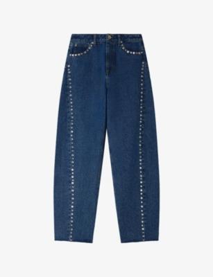 Rhinestone-Trim Barrel-Leg Denim Jeans by SANDRO PARIS