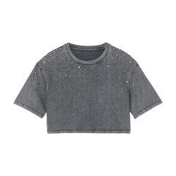 Rhinestone cropped t-shirt by SANDRO PARIS
