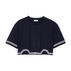 Rhinestone cropped t-shirt by SANDRO PARIS
