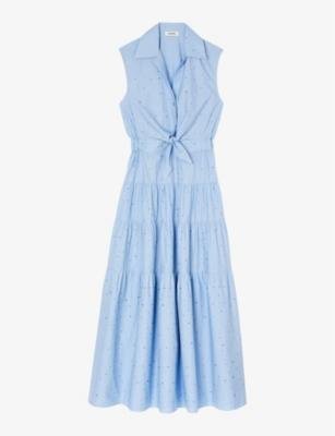 Rhinestone-embellishment cotton midi dress by SANDRO PARIS