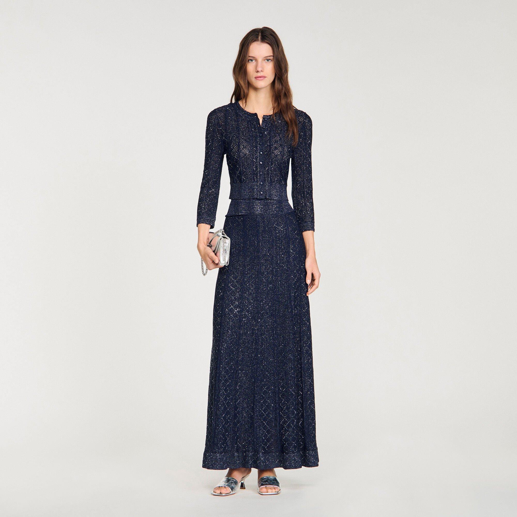 Rhinestone knit maxi skirt by SANDRO PARIS