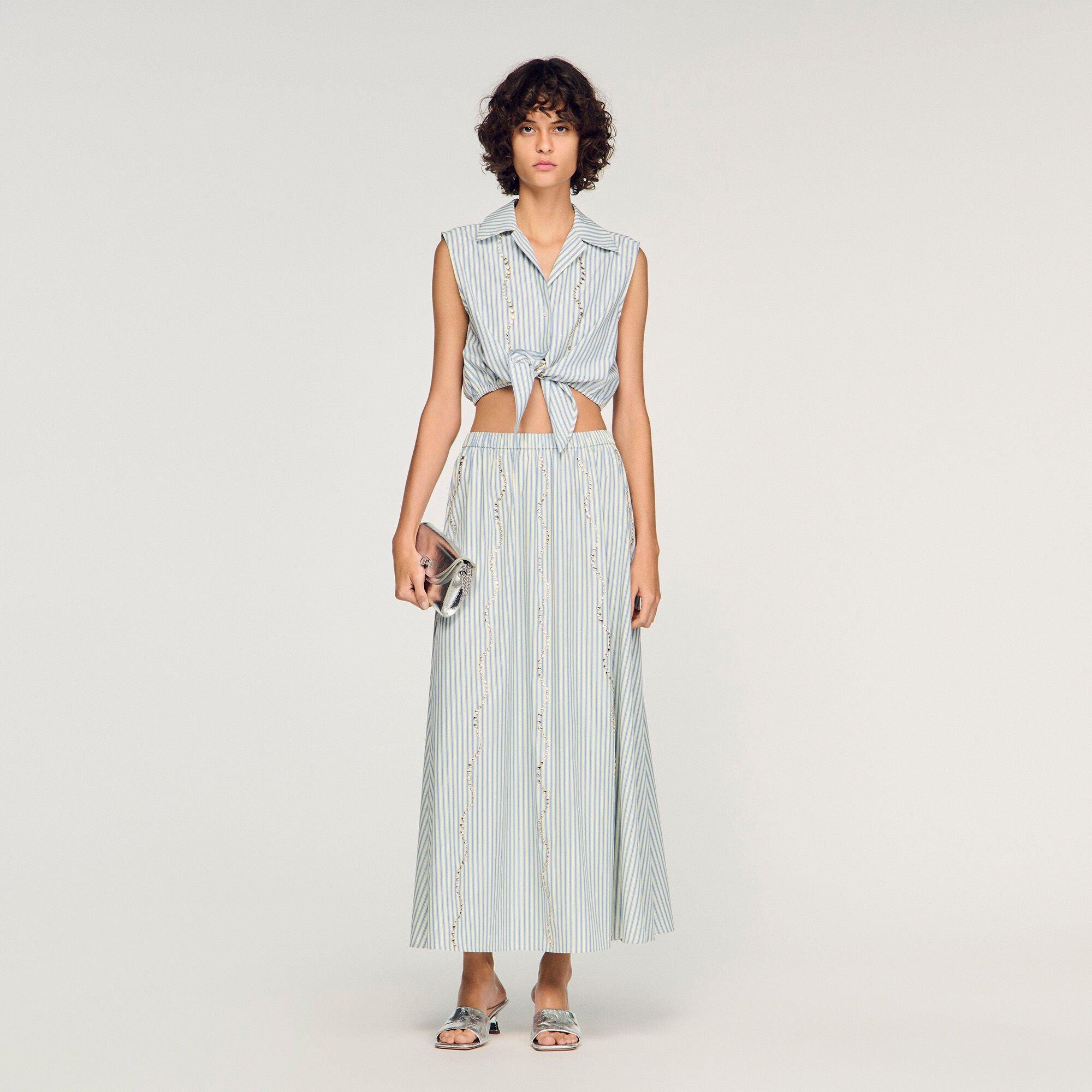 Rhinestone striped long skirt by SANDRO PARIS