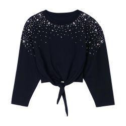 Rhinestone tie-front t-shirt by SANDRO PARIS