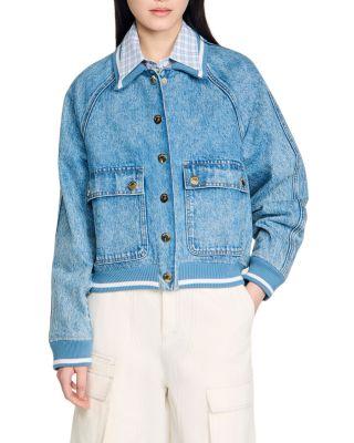 Rib Trim Denim Jacket by SANDRO PARIS