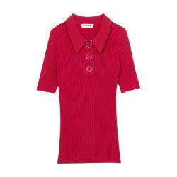 Rib knit polo shirt by SANDRO PARIS