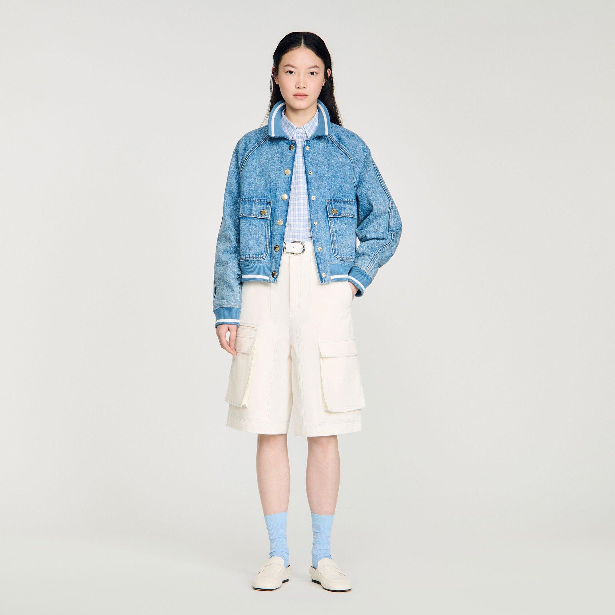 Rib-trimmed denim jacket by SANDRO PARIS