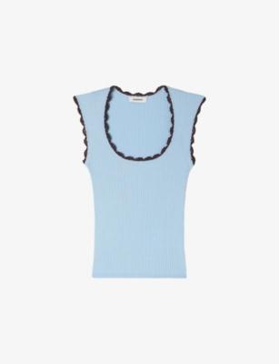 Ribbed Crochet-Embroidered Knitted Top by SANDRO PARIS