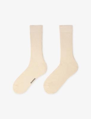 Ribbed Logo-Print Silk-Blend Socks by SANDRO PARIS