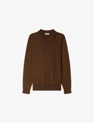 Ribbed Long-Sleeve Stretch-Knit Polo by SANDRO PARIS