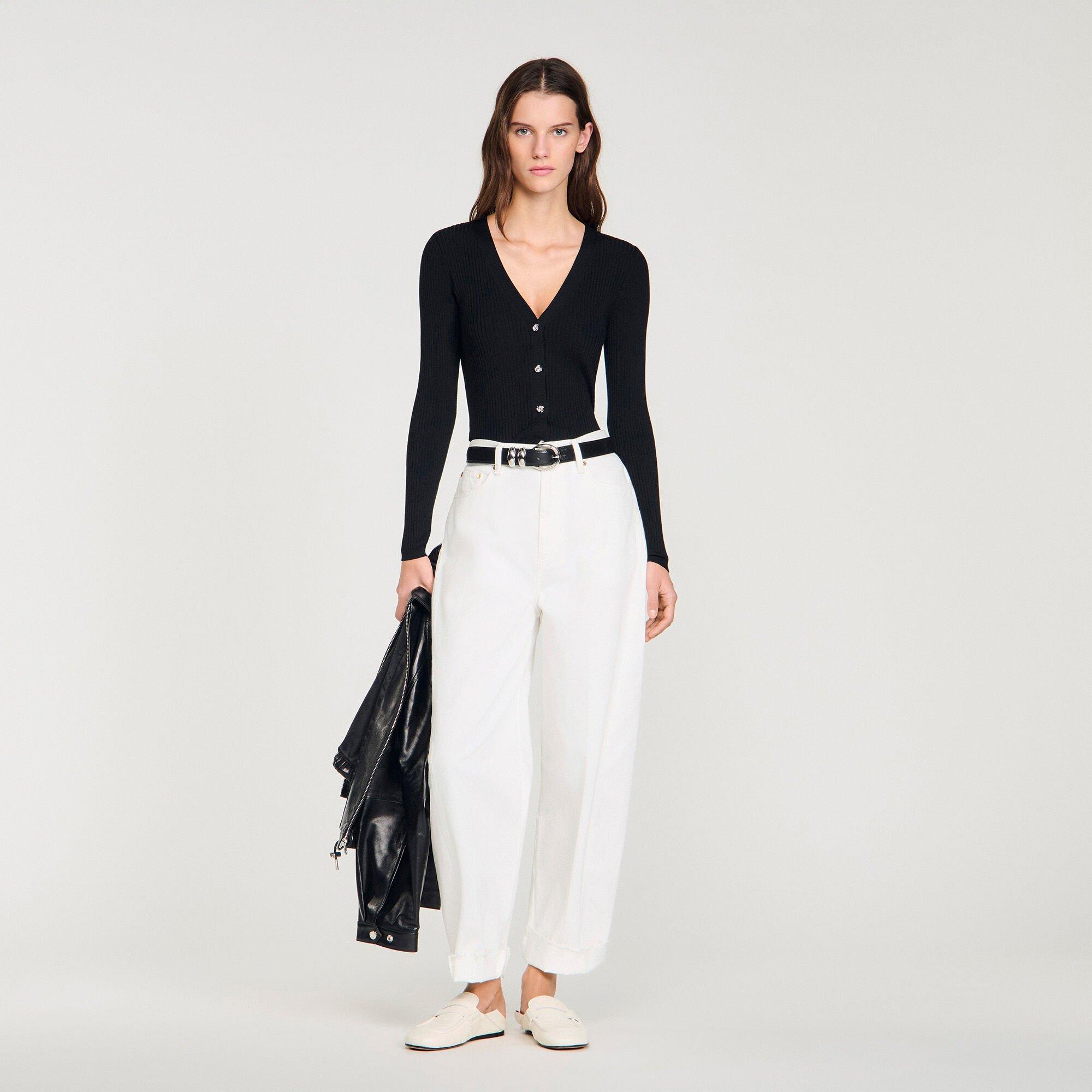 Ribbed cardigan with fancy buttons by SANDRO PARIS