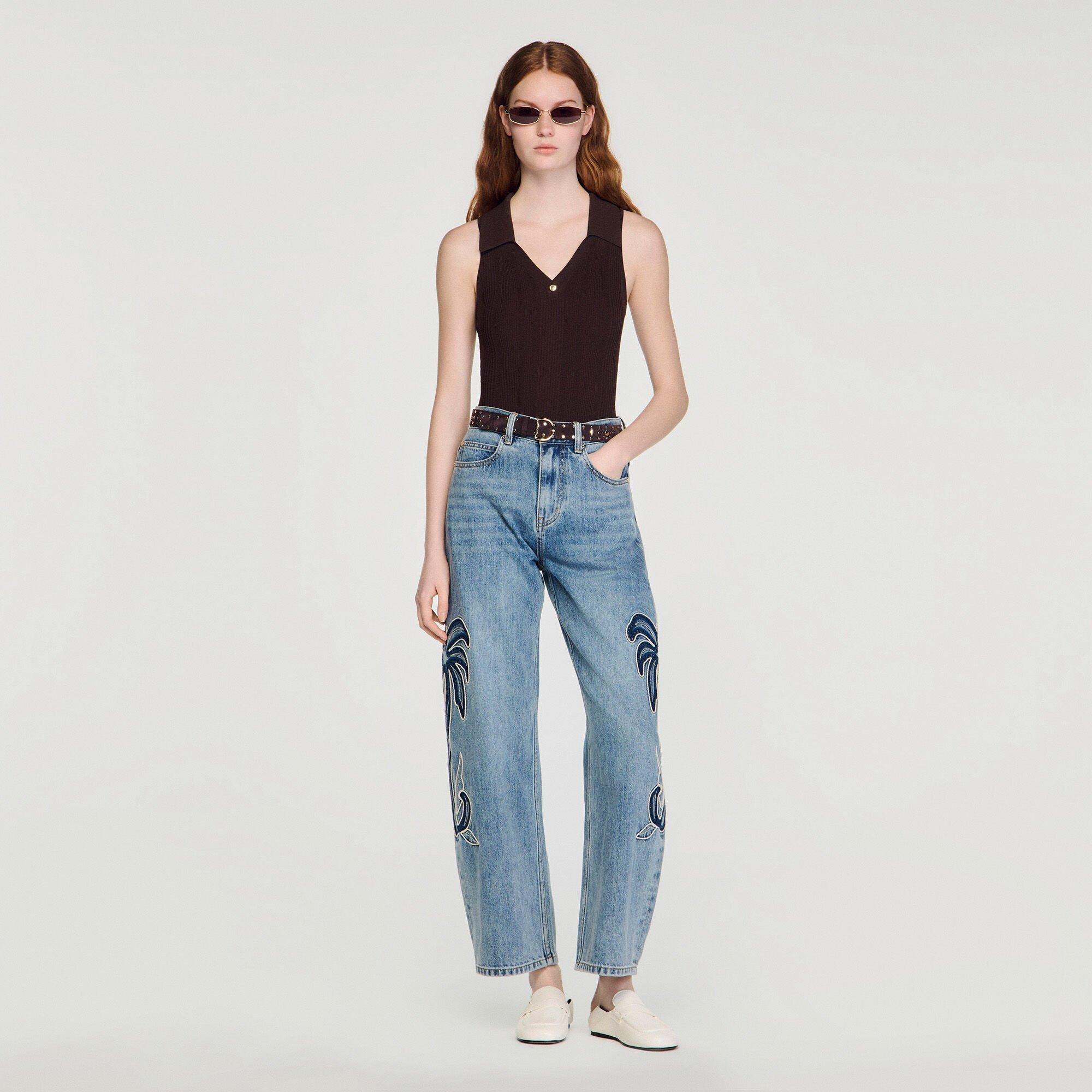 Ribbed knit polo bodysuit by SANDRO PARIS