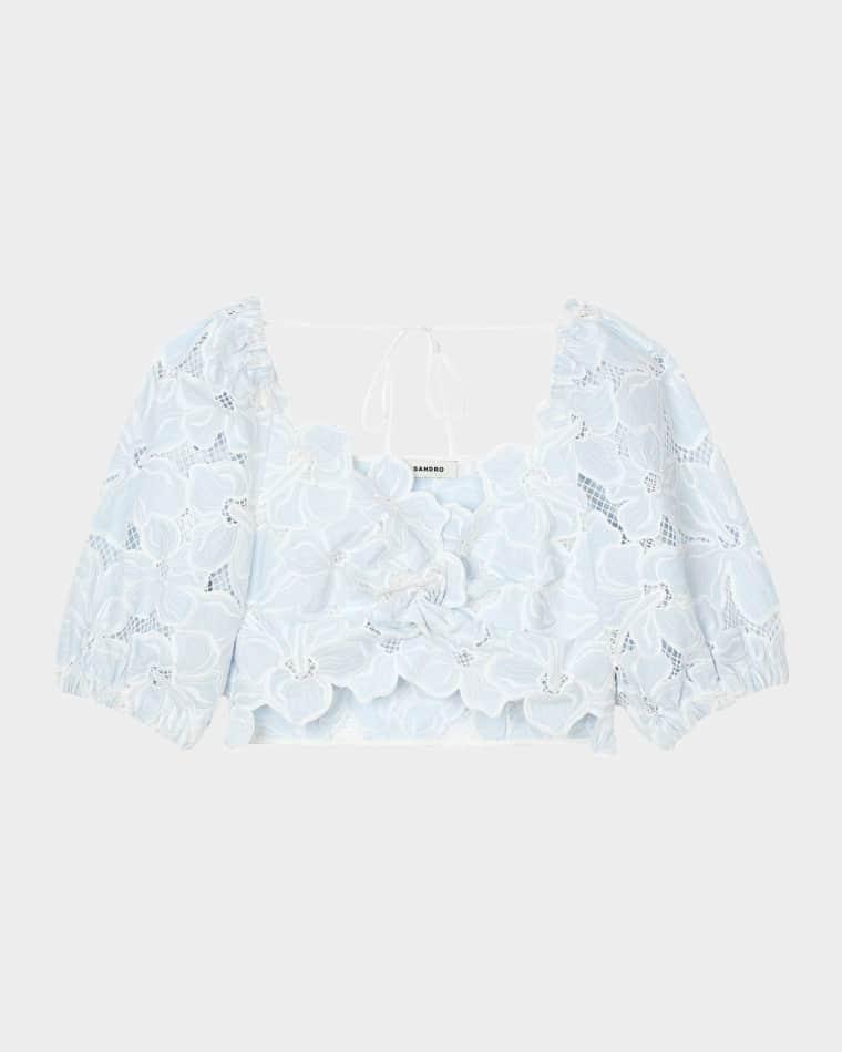 Roseraie Embroidered Floral Crop Top by SANDRO PARIS Roseraie Embroidered Floral Crop Top by SANDRO PARIS