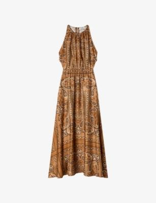 Round-Neck Bandana-Print Woven Maxi Dress by SANDRO PARIS