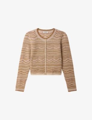 Round-Neck Metallic Knitted Cardigan by SANDRO PARIS