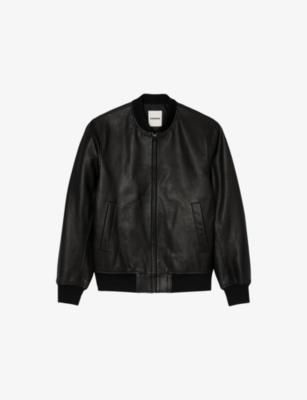 Round-Neck Regular-Fit Leather Jacket by SANDRO PARIS
