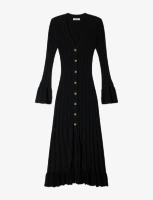 Ruffle-Trim Knitted Maxi Dress by SANDRO PARIS