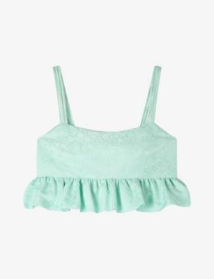 Ruffled Floral Jacquard Linen-Blend Crop Top by SANDRO PARIS