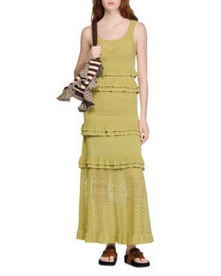 Ruffled Knit Maxi Dress by SANDRO PARIS