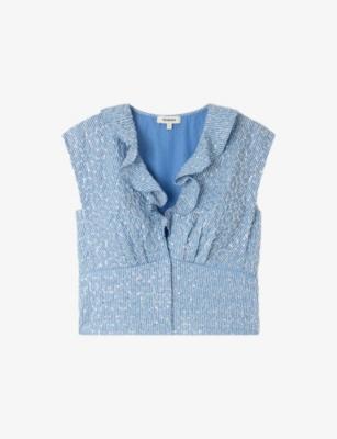 Ruffled Sequin-Embellished Lyocell Top by SANDRO PARIS