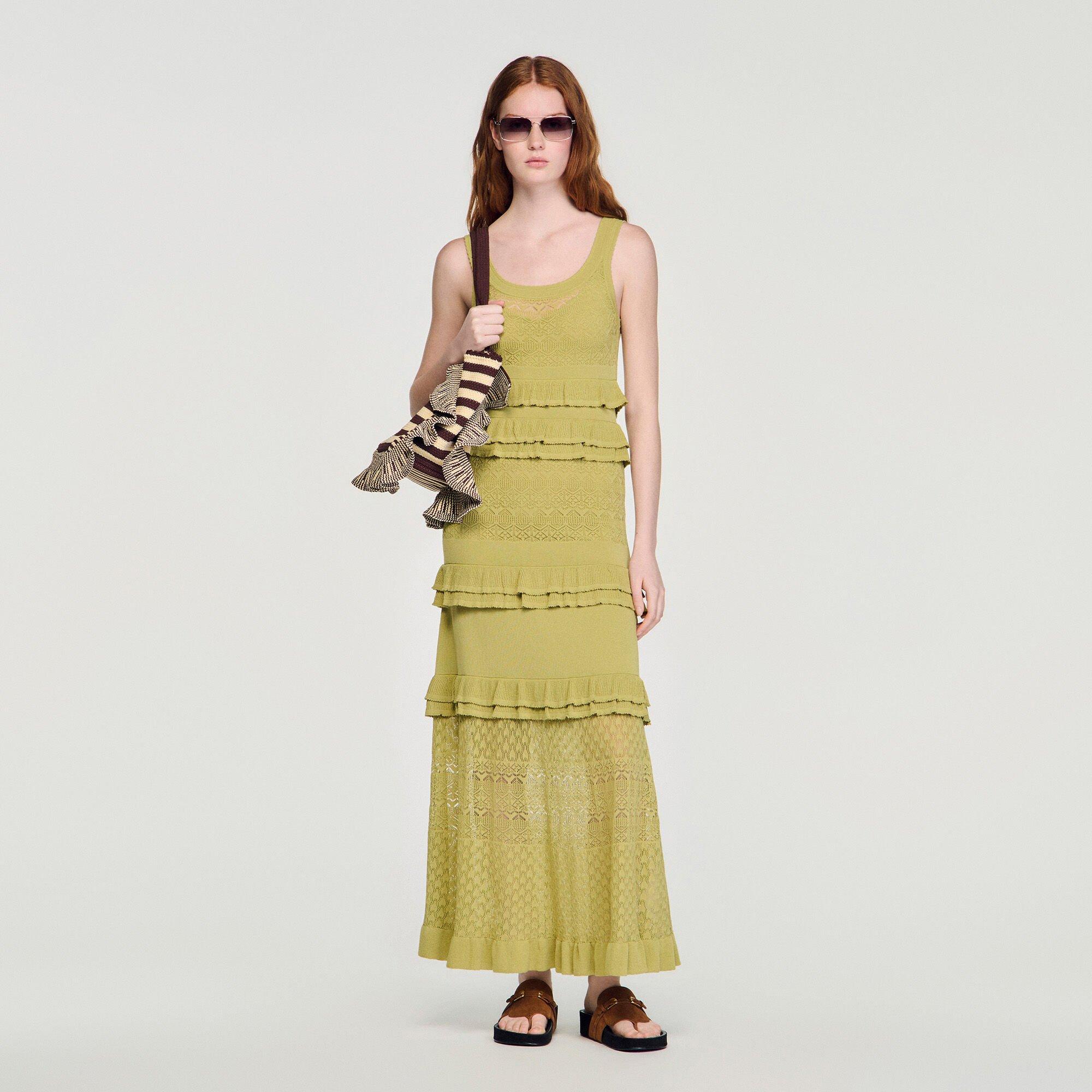 Ruffled knit maxi dress by SANDRO PARIS