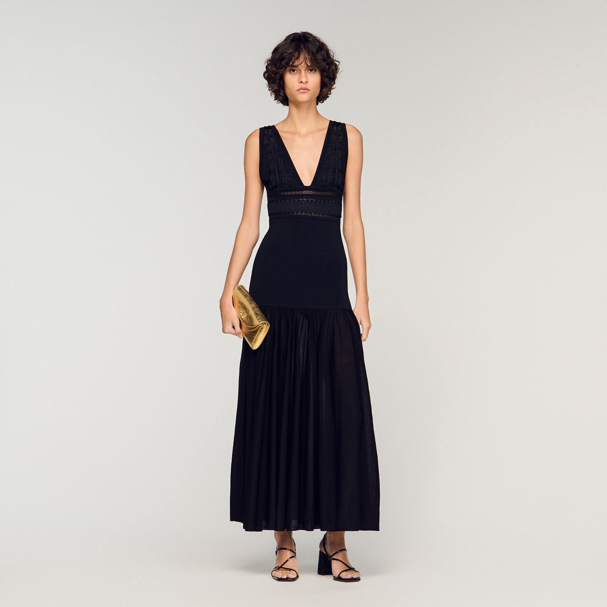 Ruffled knit maxi dress by SANDRO PARIS