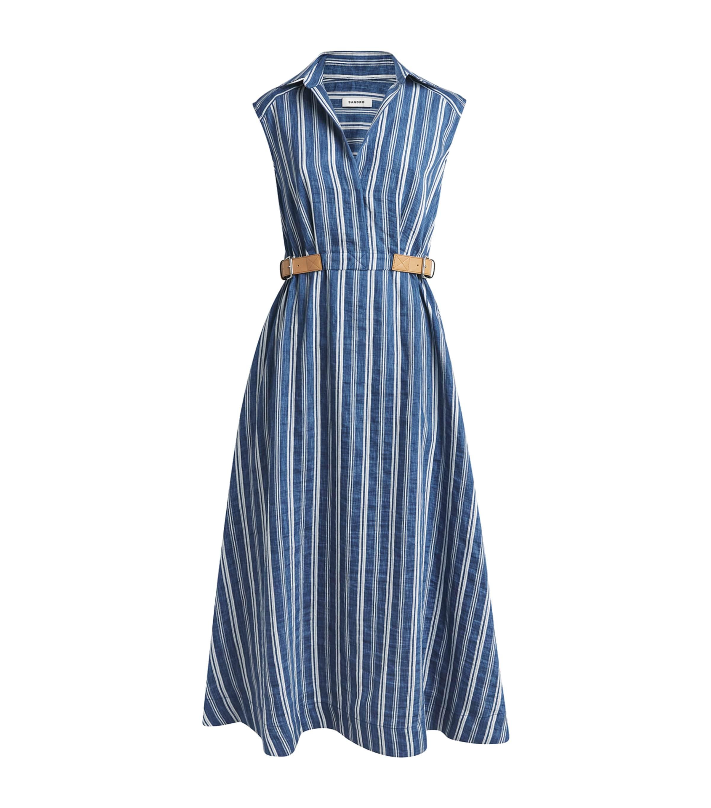 Sandro Paris Belted Stripe Midi Shirt Dress by SANDRO PARIS