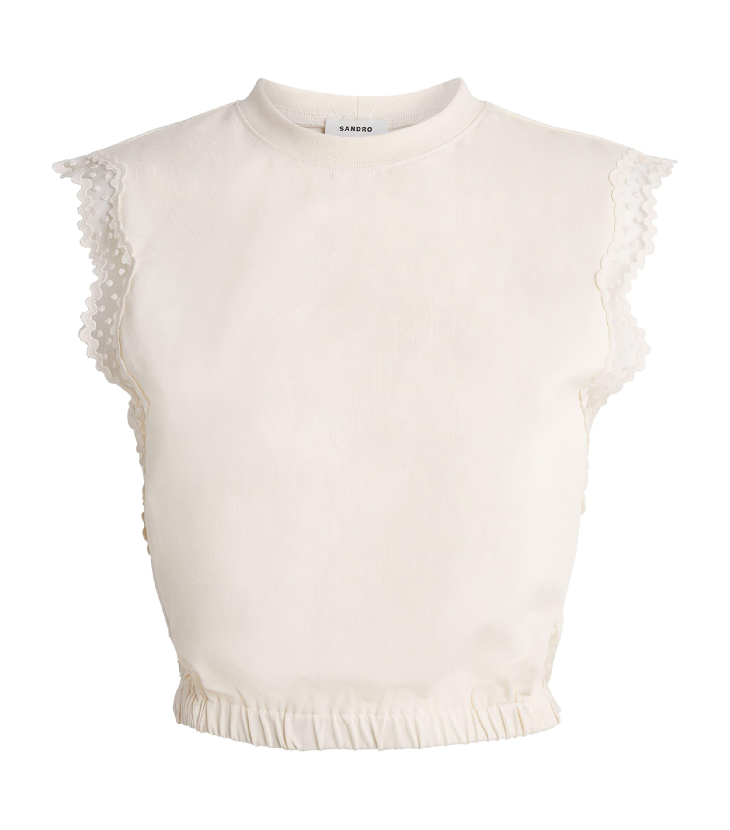 Sandro Paris Cotton Lace Crop Top by SANDRO PARIS