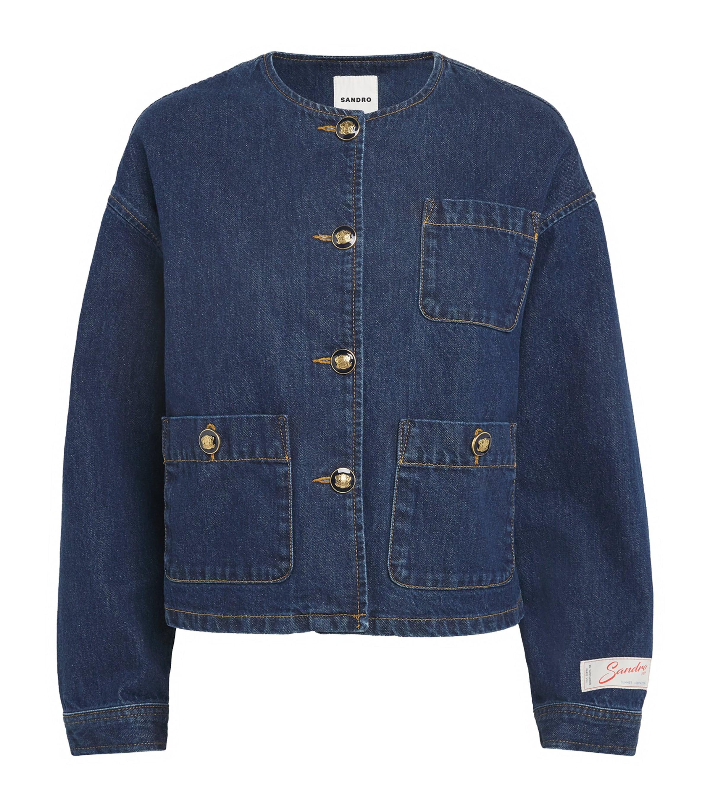 Sandro Paris Crest-Button Denim Jacket by SANDRO PARIS