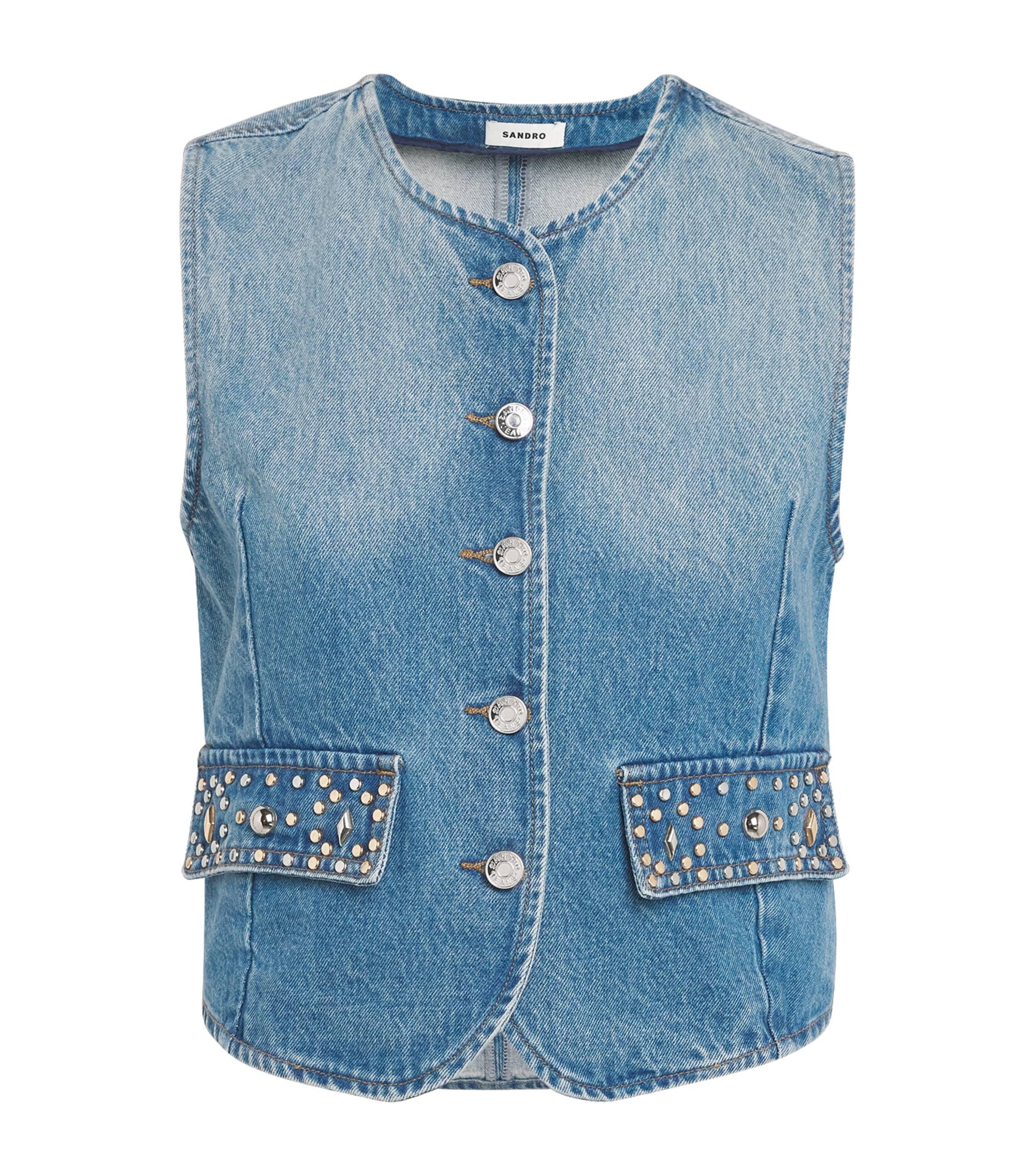 Sandro Paris Embellished Denim Waistcoat by SANDRO PARIS