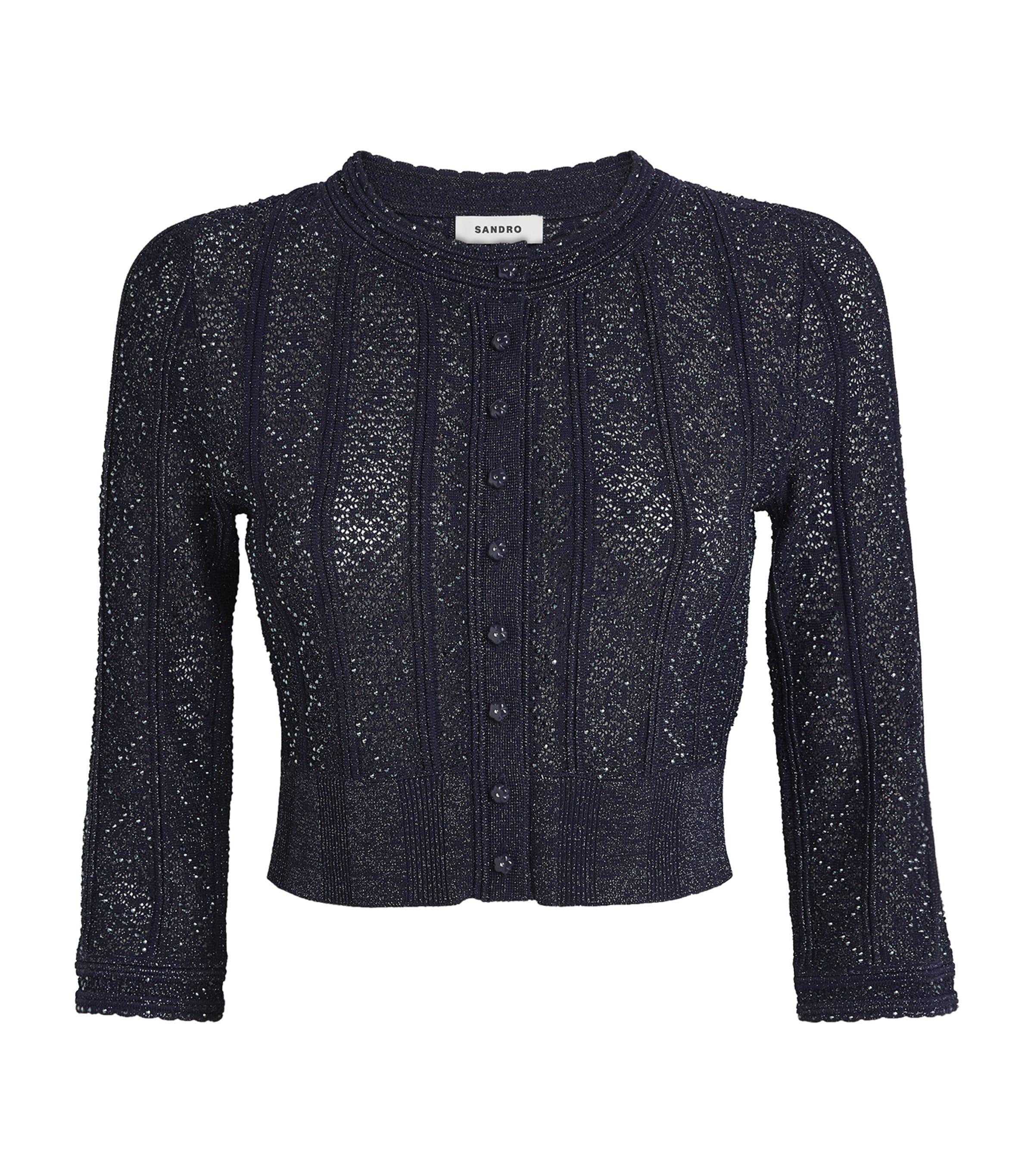 Sandro Paris Embellished-Knit Cropped Cardigan by SANDRO PARIS