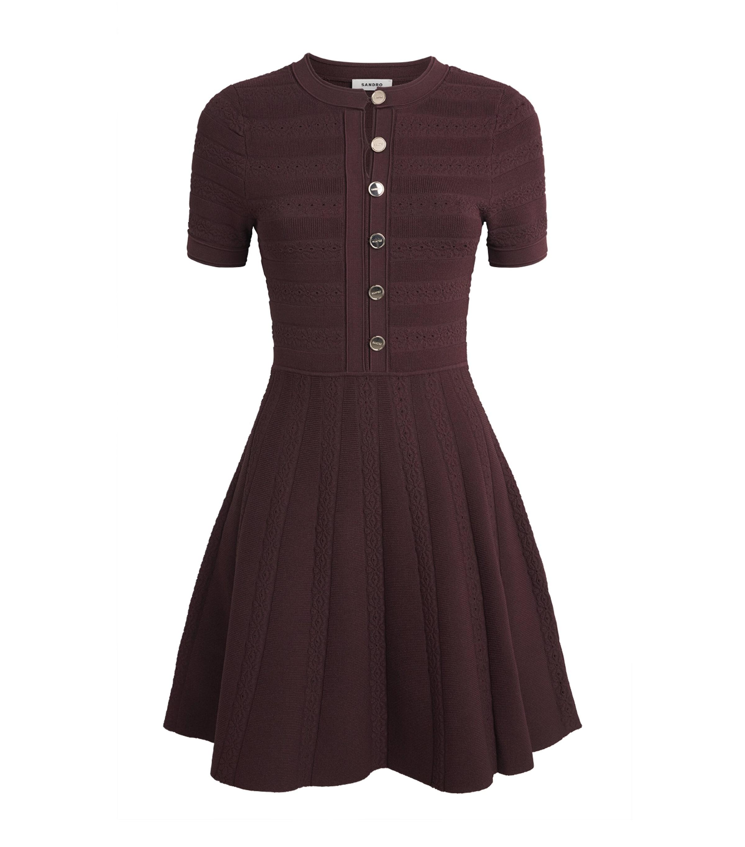 Sandro Paris Knitted Button-Up Mini Dress by SANDRO PARIS