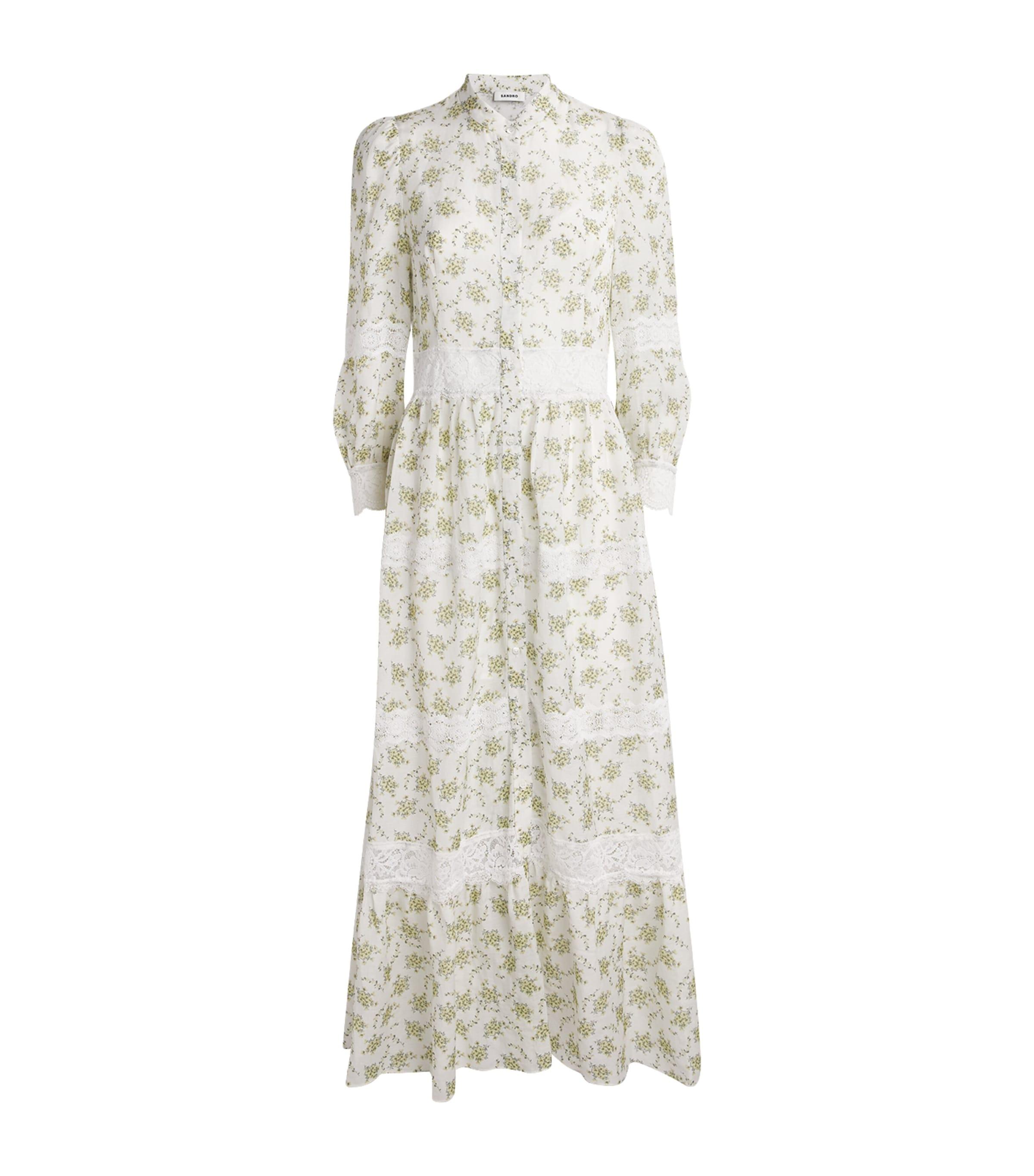 Sandro Paris Lace Floral Midi Dress by SANDRO PARIS