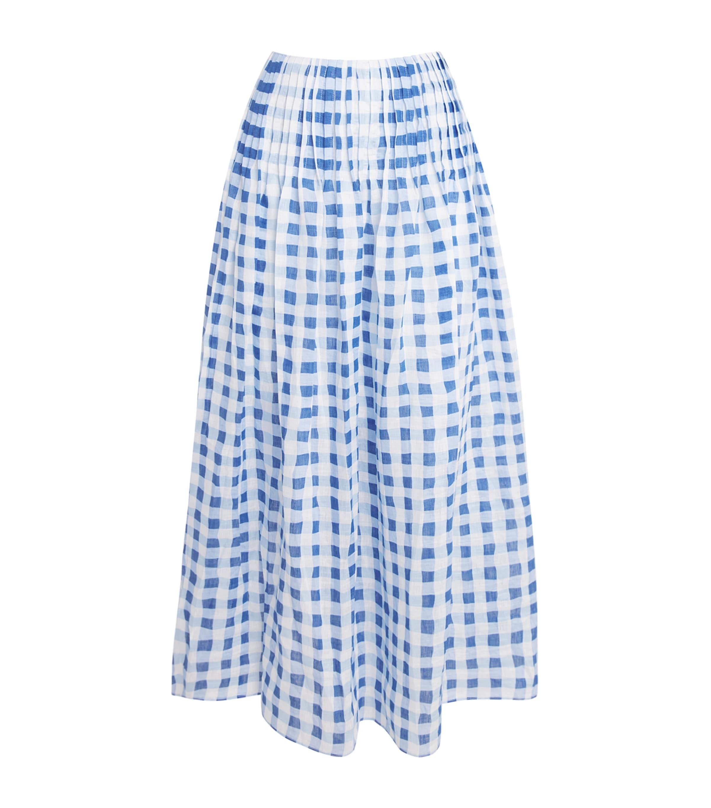 Sandro Paris Linen-Blend Gingham Maxi Skirt by SANDRO PARIS