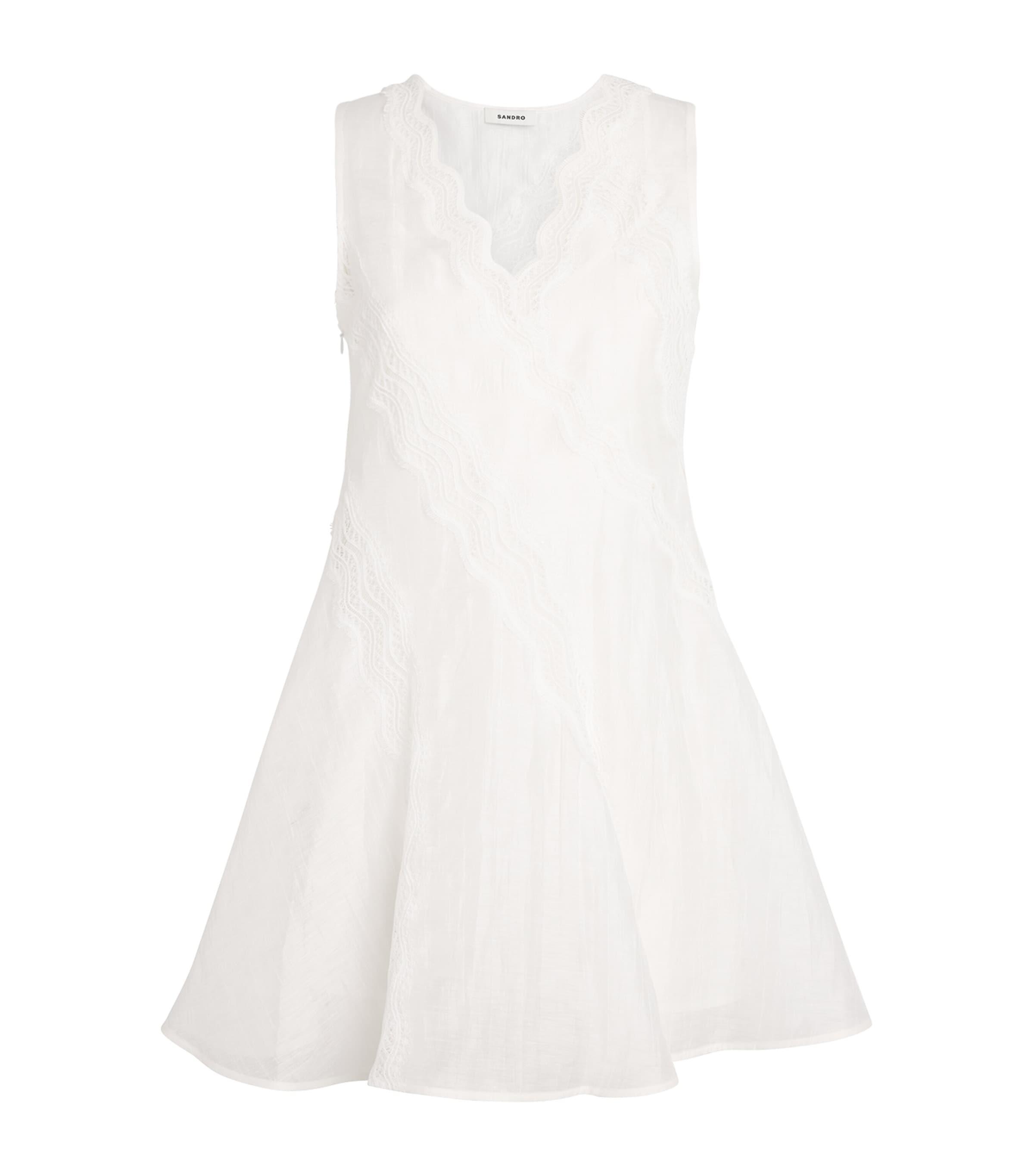 Sandro Paris Linen-Blend Lace-Trim Dress by SANDRO PARIS