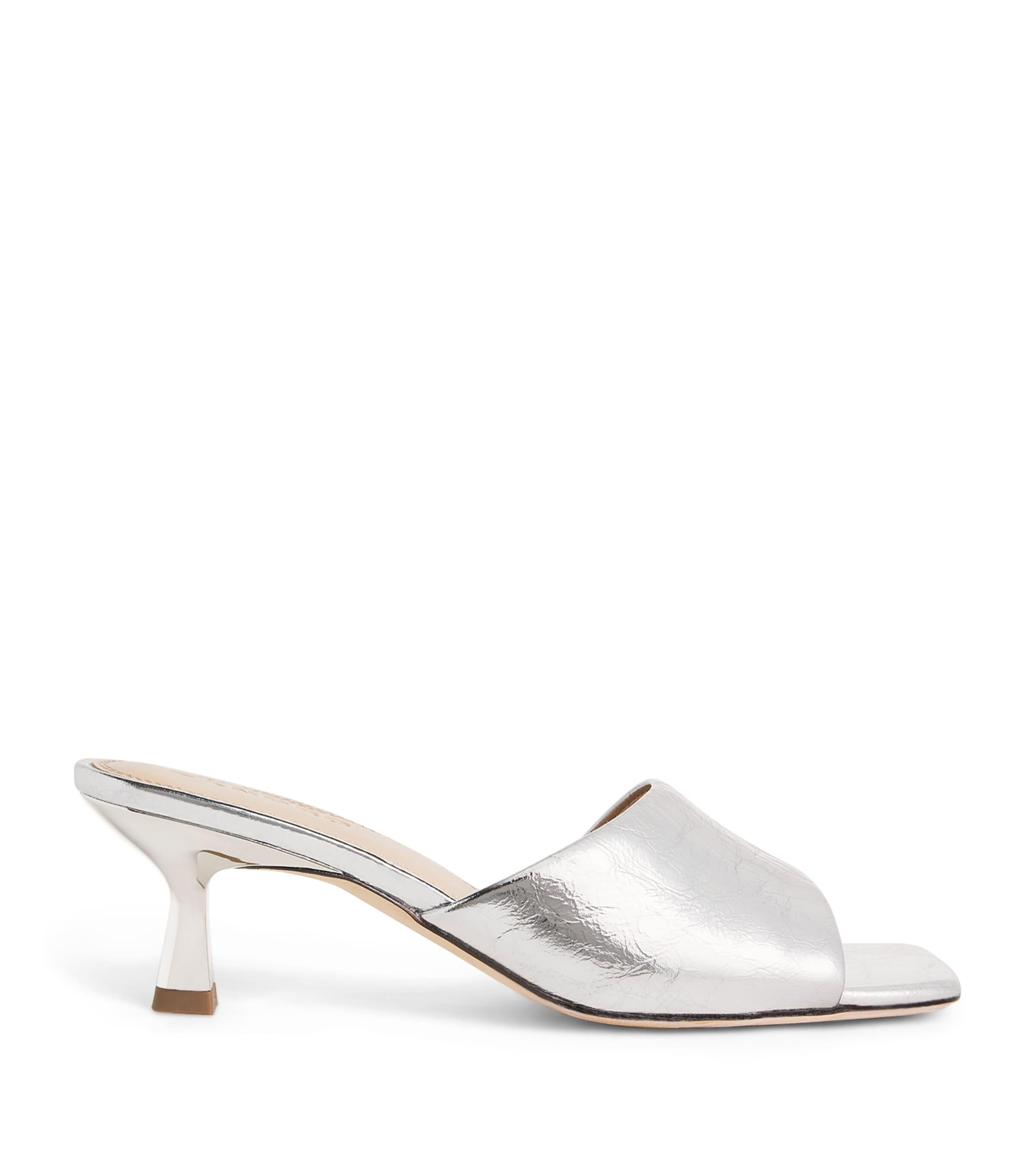Sandro Paris Metallic Leather Heeled Mules 55 by SANDRO PARIS