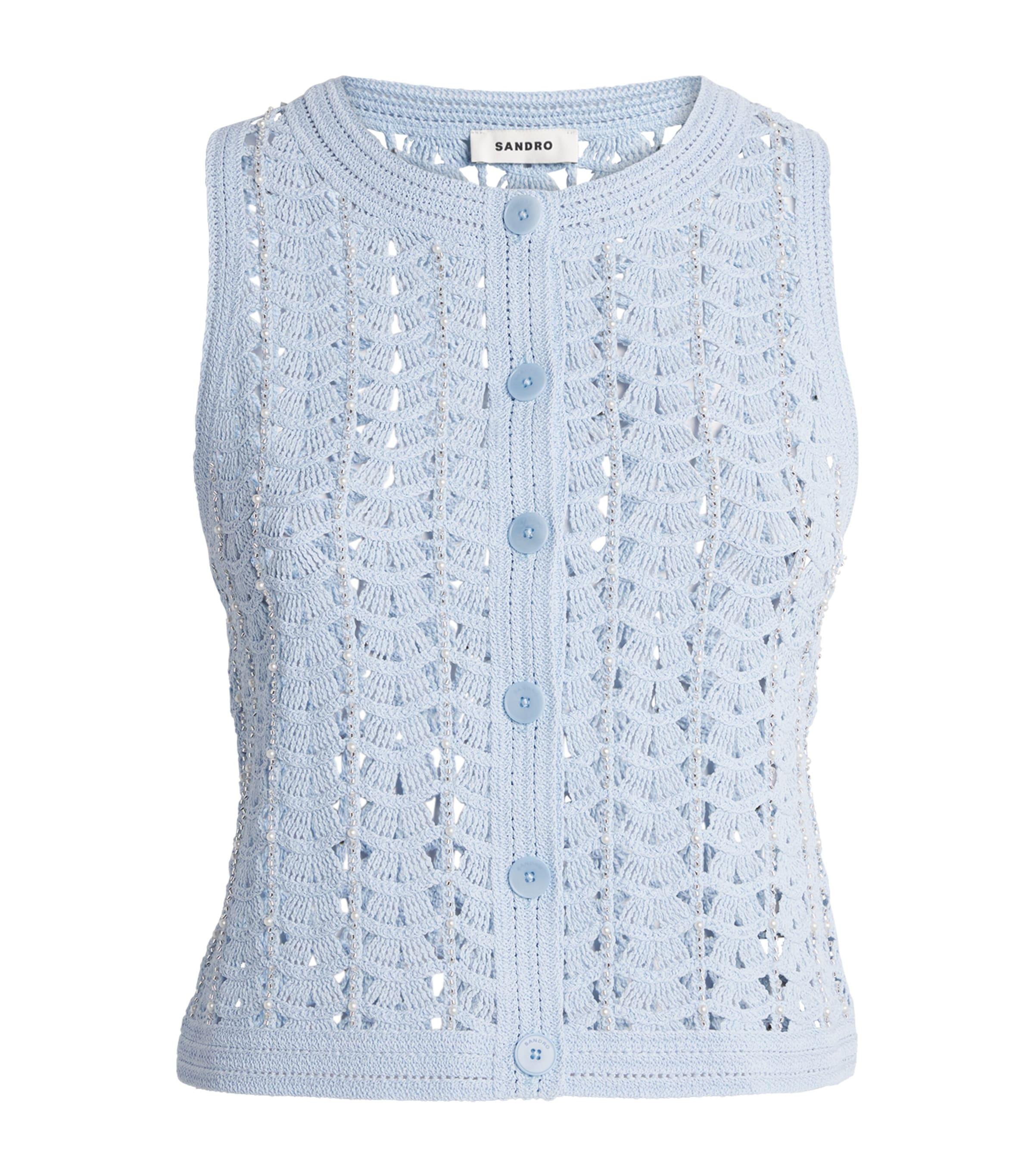 Sandro Paris Openwork Crochet Sleeveless Cardigan by SANDRO PARIS