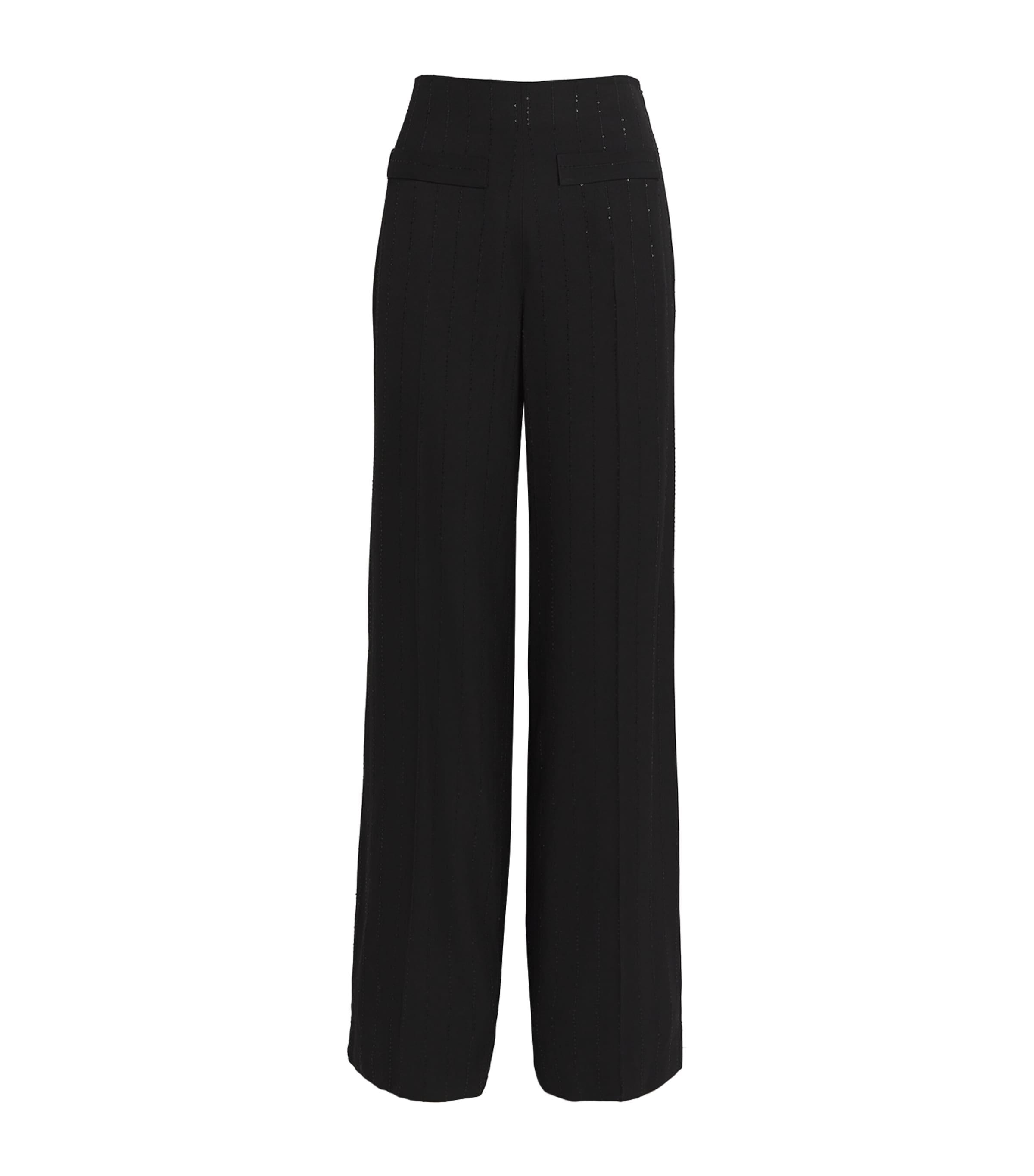 Sandro Paris Sequin-Pinstripe Wide-Leg Trousers by SANDRO PARIS