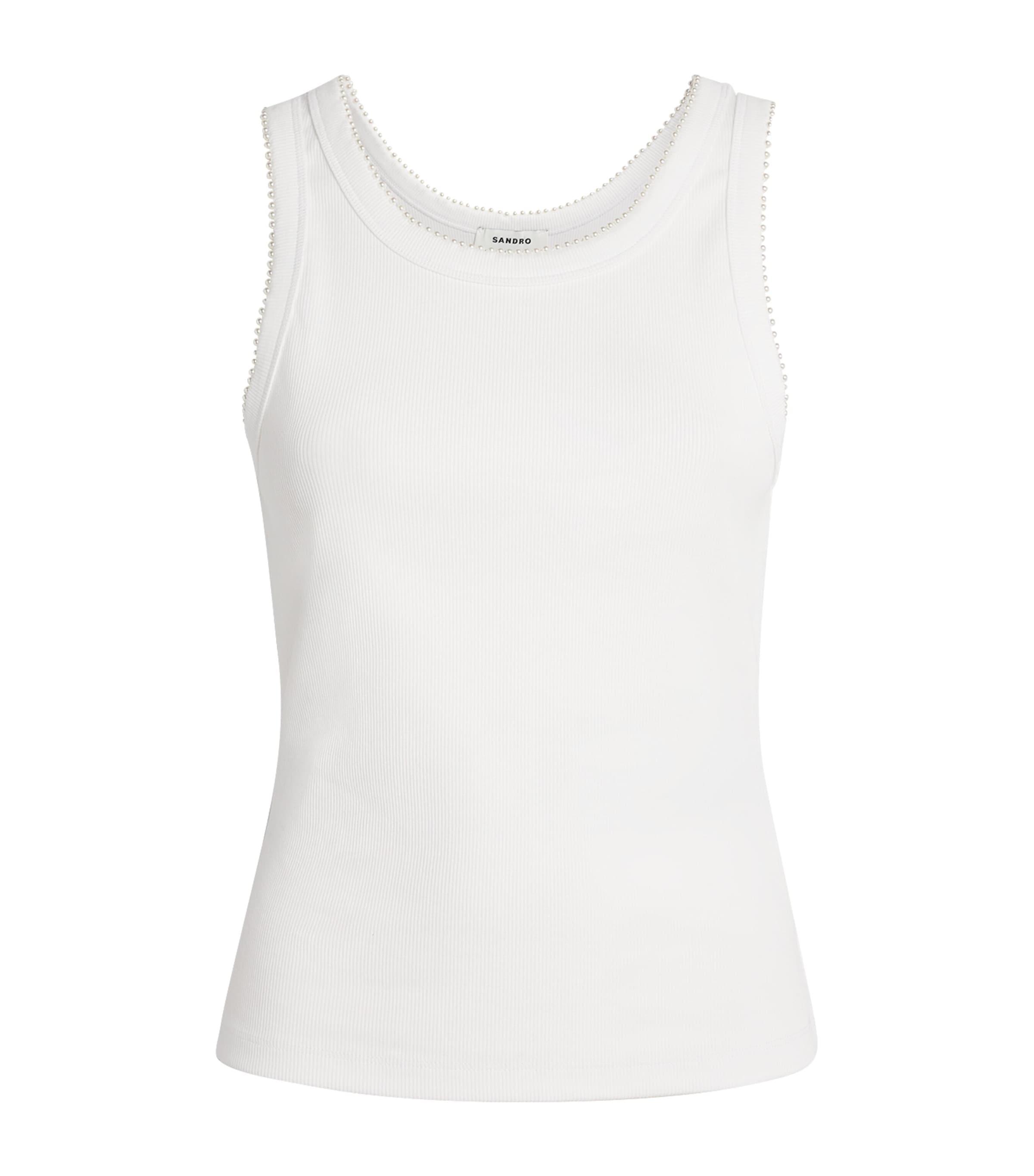 Sandro Paris Stretch-Cotton Beaded Tank Top by SANDRO PARIS