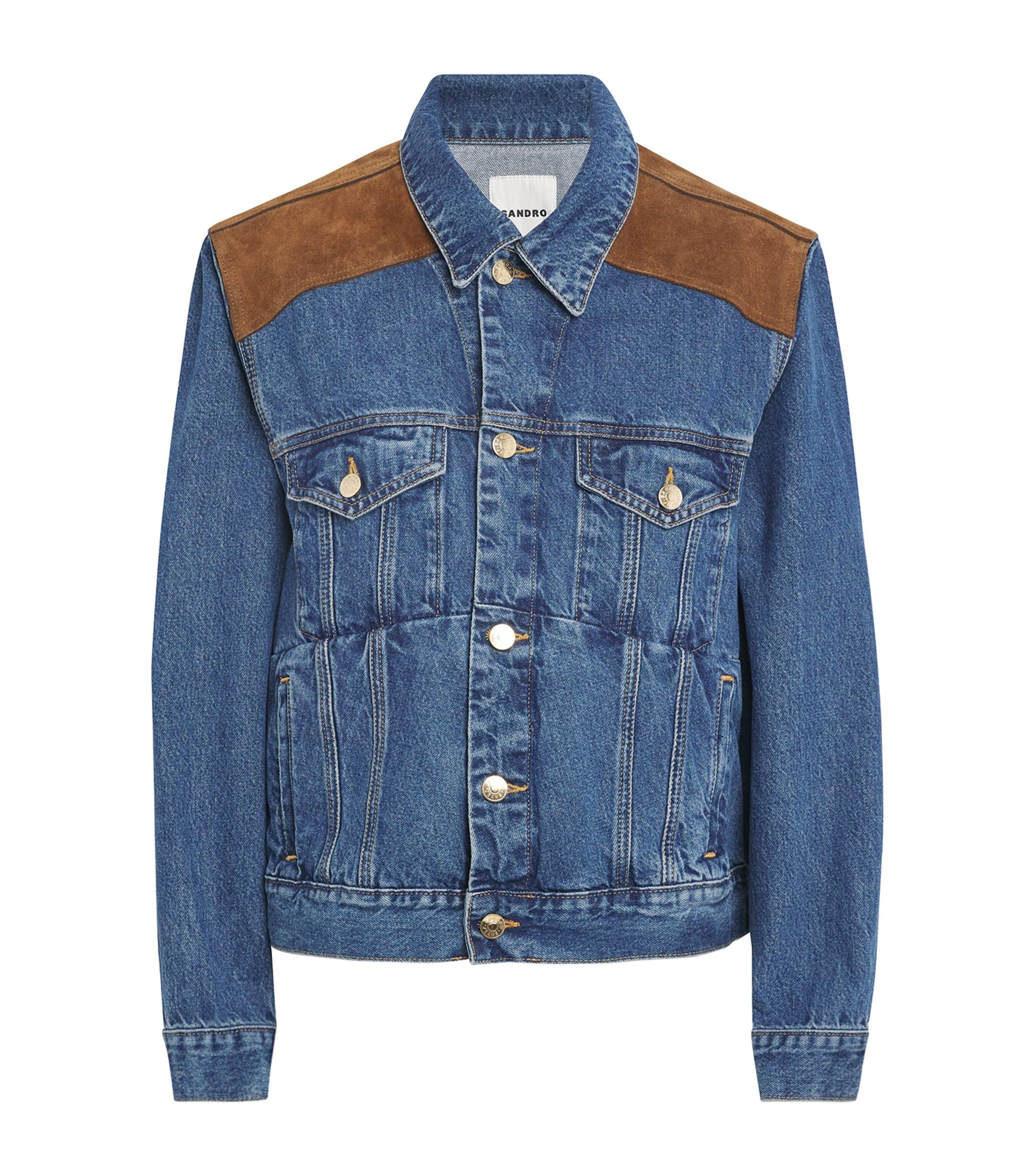 Sandro Paris Suede-Trim Denim Jacket by SANDRO PARIS