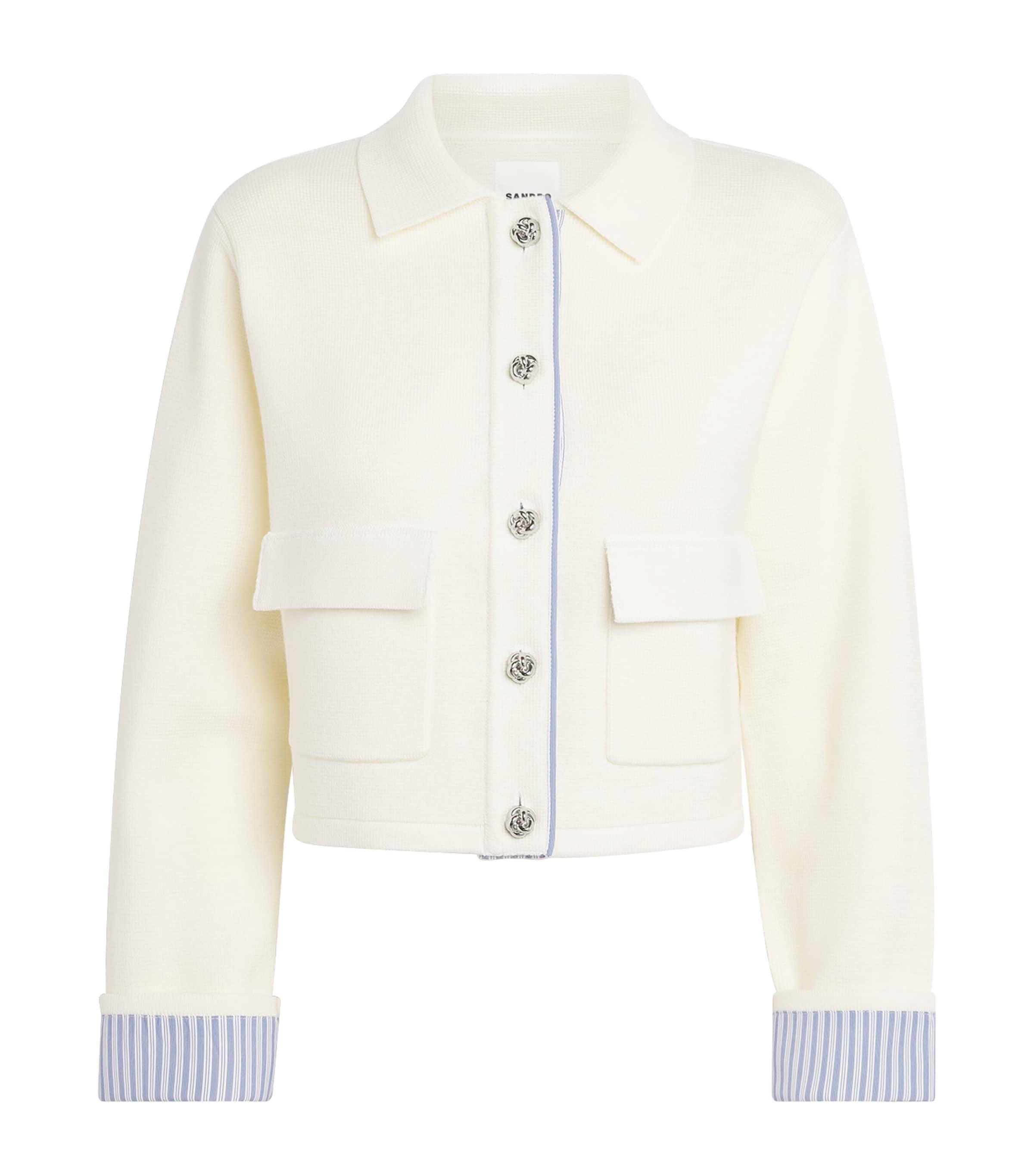Sandro Paris Wool-Blend Contrast-Trim Cardigan by SANDRO PARIS