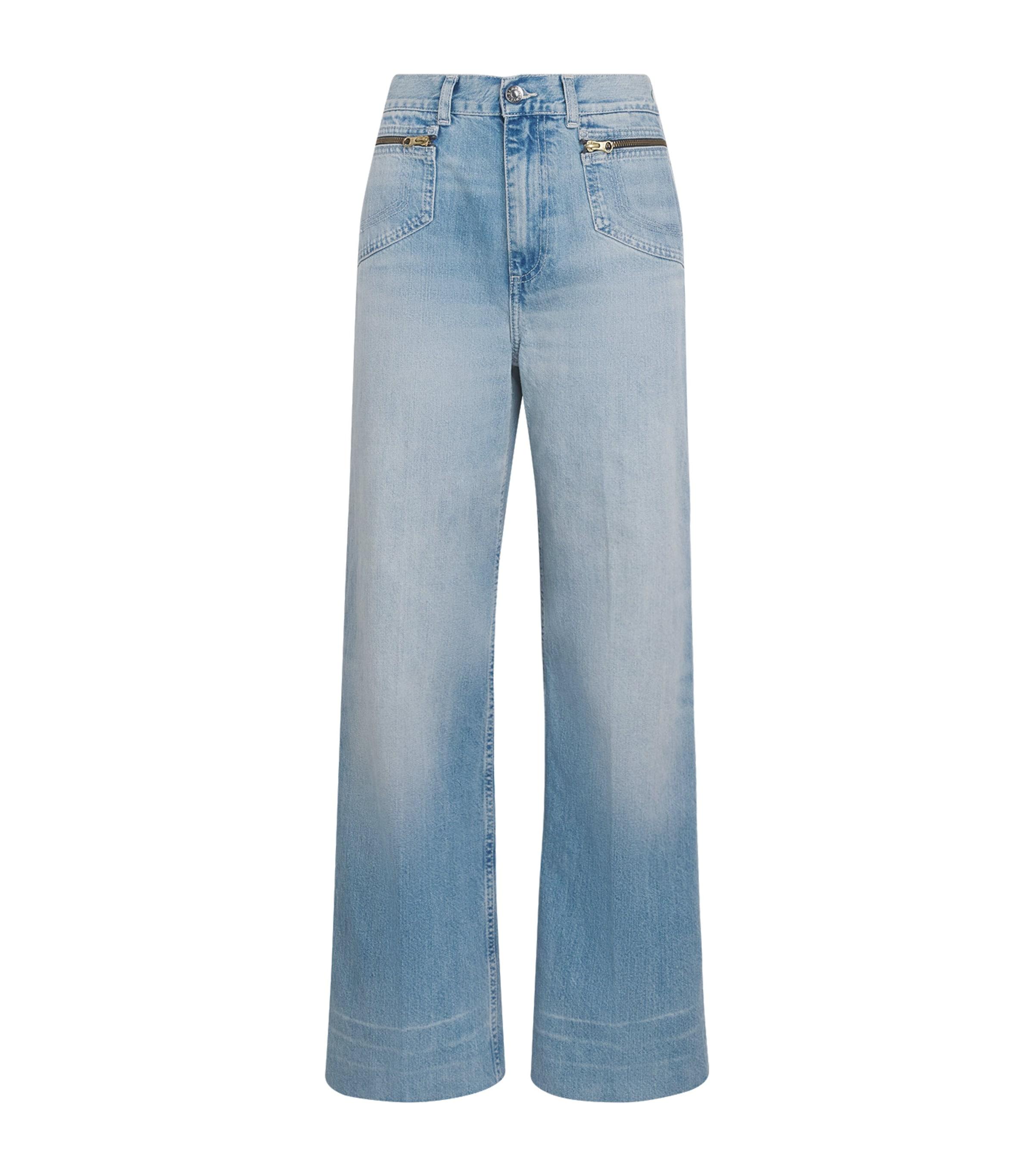 Sandro Paris Zipped-Pocket Wide-Leg Jeans by SANDRO PARIS
