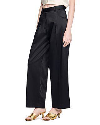 Satin Effect Wide Leg Trousers by SANDRO PARIS