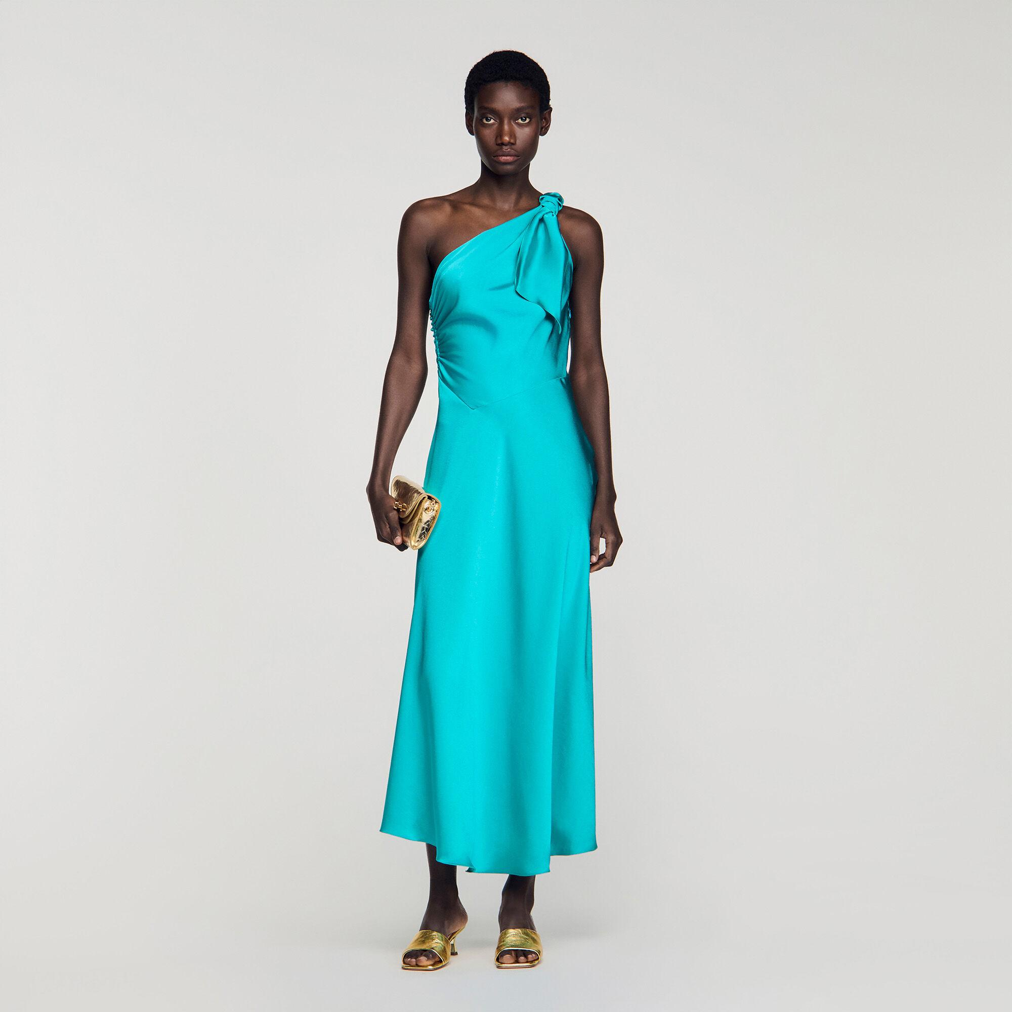 Satin-effect maxi dress with bow by SANDRO PARIS
