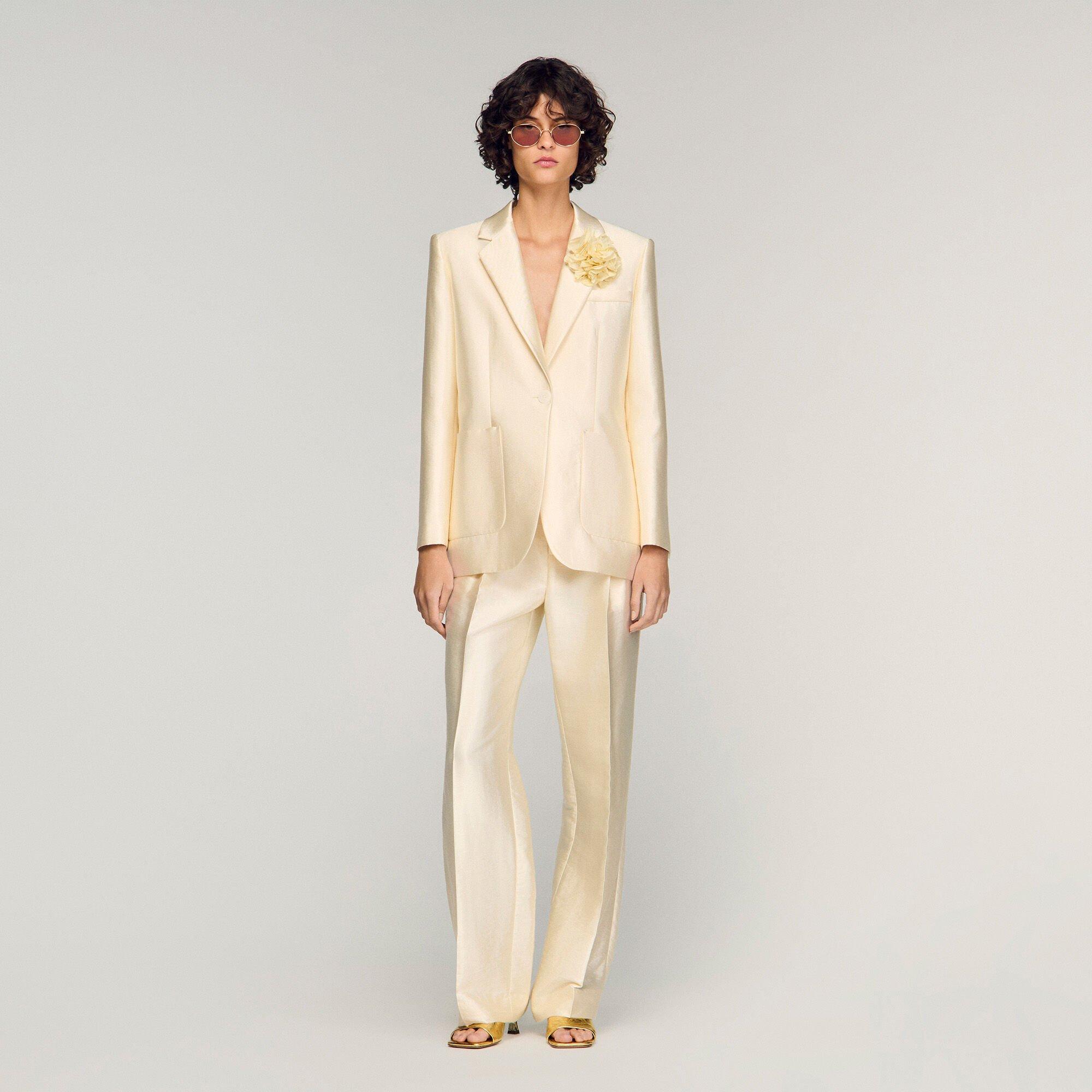 Satin jacket with flower detail by SANDRO PARIS