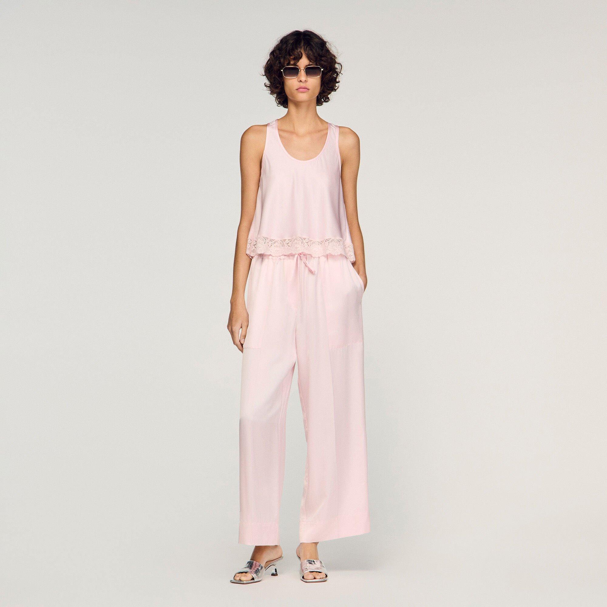 Satin top with lace by SANDRO PARIS